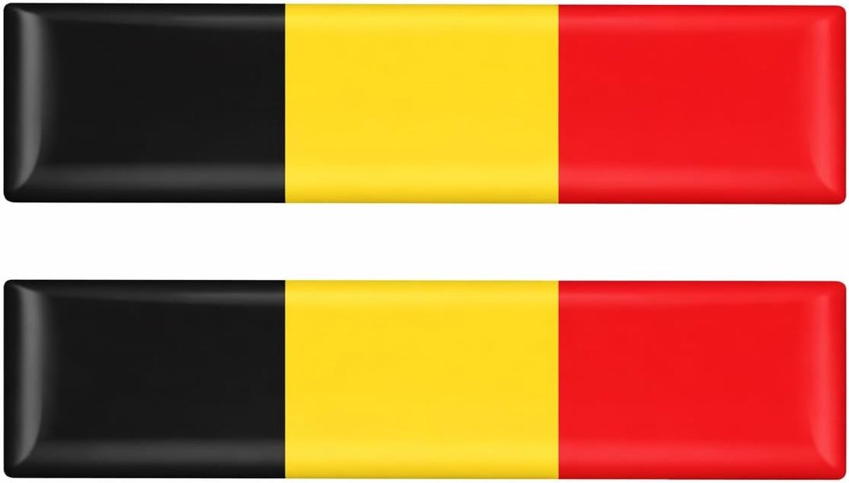 3D België vlaggen stickers, gelstickers, set van 2 stuks, Belgische landenvlag, embleem, zelfklevend, voor auto, motorfiets, helm, laptop, koffer, weerbestendig, uv-bestendig, 6 x 1 cm