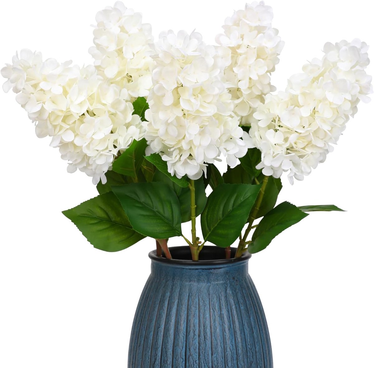 Kunstbloemen, enkele lange stem, realistische hortensia-bloemen, 74 cm groot, echt touch, nep hortensia, boeketten voor bruiloft, thuis, feest, tuin (zijdewit)