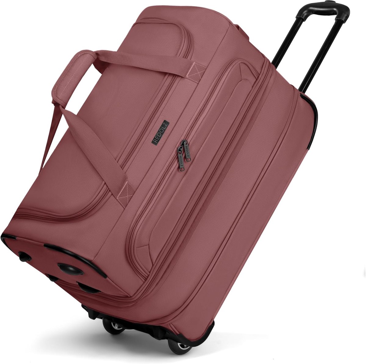 SnelShoppen - Dufflebag Met Wielen 51L Rose - Uitbreidbaar Tot 64L - Lichtgewicht Reisbagage Voor Korte Trips - Perfect Voor Vakantie, Weekendje Weg,