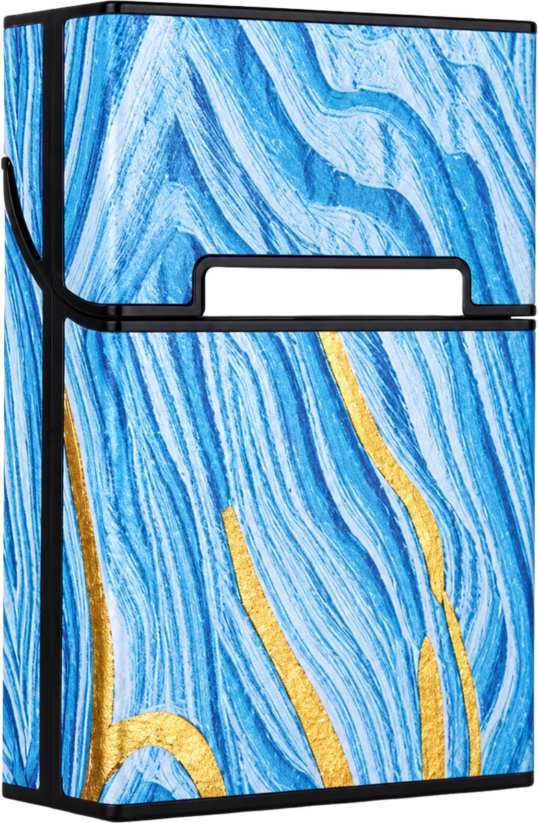 MoodLux Kunstleer Sigarettenhouder met Flip-Top en Magnetische sluiting - Beschermd tegen vocht - Mannen & Vrouwen - 20 sigaretten - Blauw