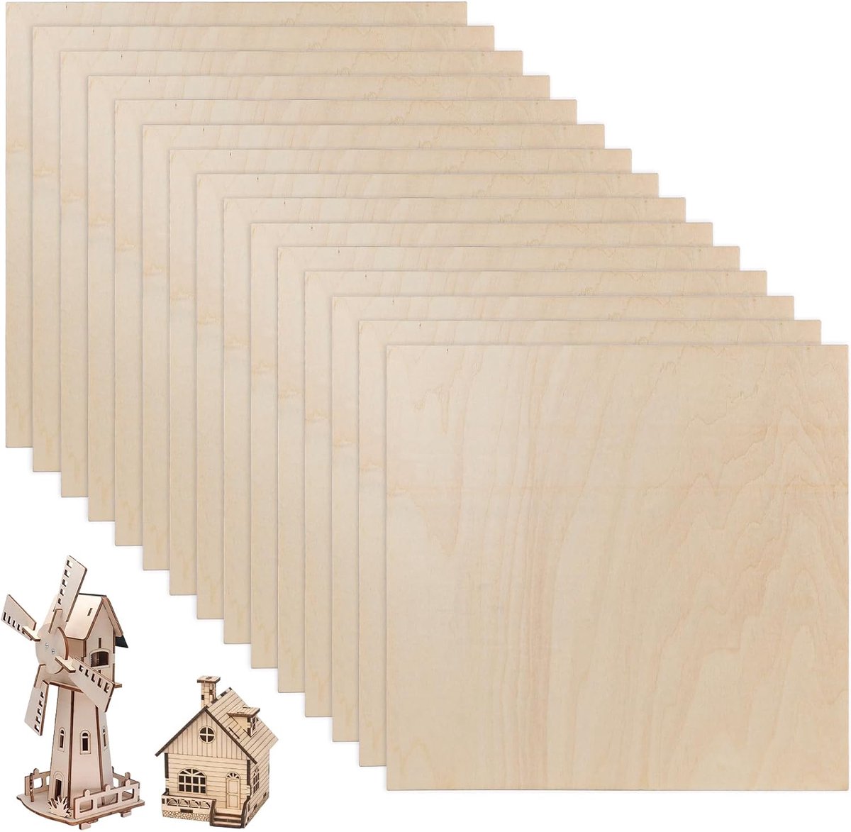 Houten panelen 300 x 300 mm - 15 stuks - 3 mm multiplex - ideaal voor schilderen - ShopVlot