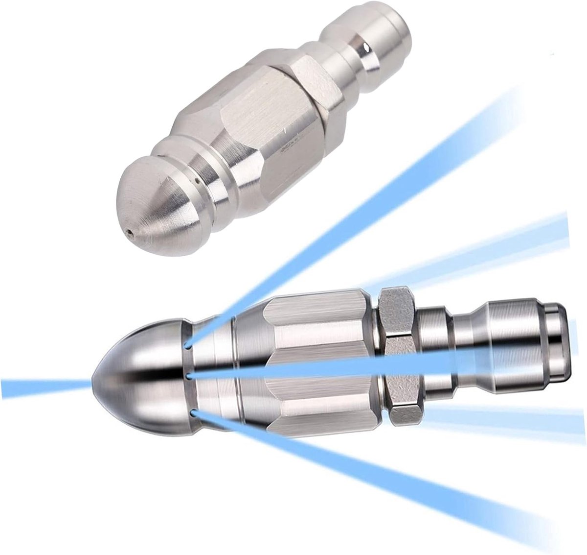 SnelShoppen - 56mm Riool Jet Nozzle - 5000PSI RVS Ontstopper met 1 Voor- en 6 Achternozzles - Toiletonstopper voor Grondige Reiniging