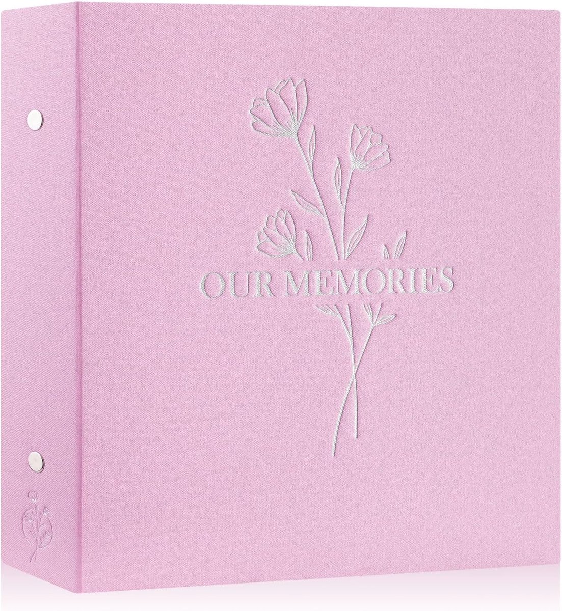 SnelShoppen - Fotoalbum 10 x 15 cm voor 600 Foto's, Extra Groot met 120 Pagina's, Natuurlijk Linnen Cover in Roze met 'Onze Herinneringen'