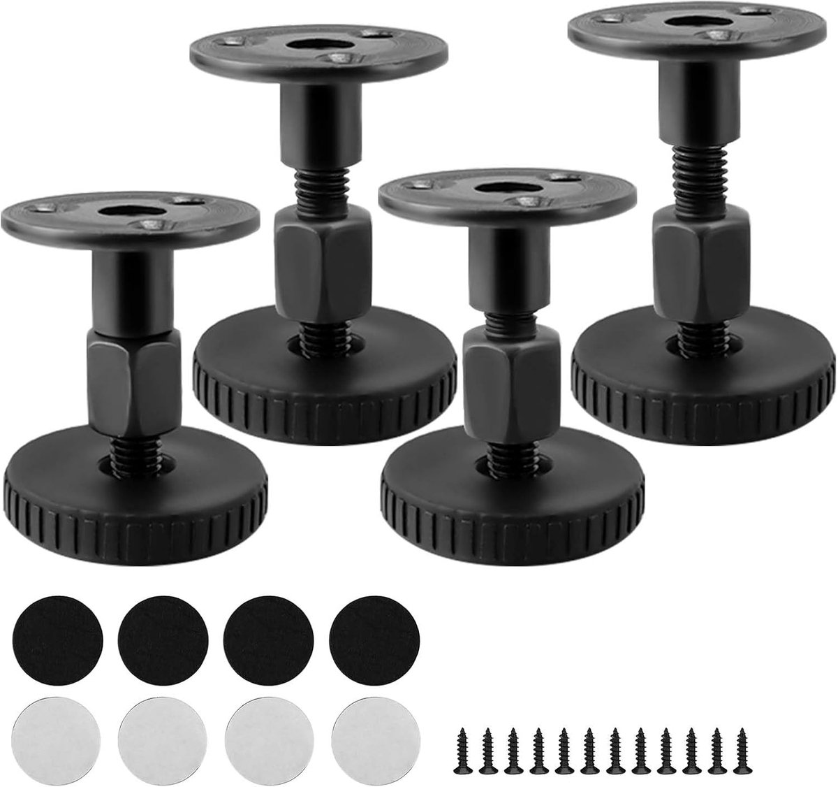 4 Pieces Adjustable Furniture Legs From 47 To 64mm - Pull-out With Connection Nuts, Drilled Or Self-Adhesive, Silent - ShopVlot