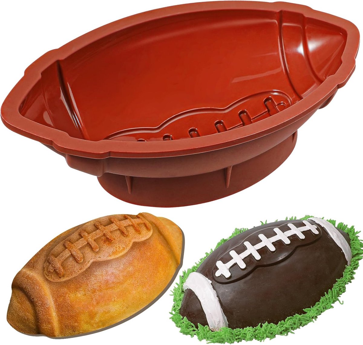 Webake Rugby Ball Cake Mould, Silicone Rugby Mould, 28 cm, Non-Stick Coating - ShopVlot