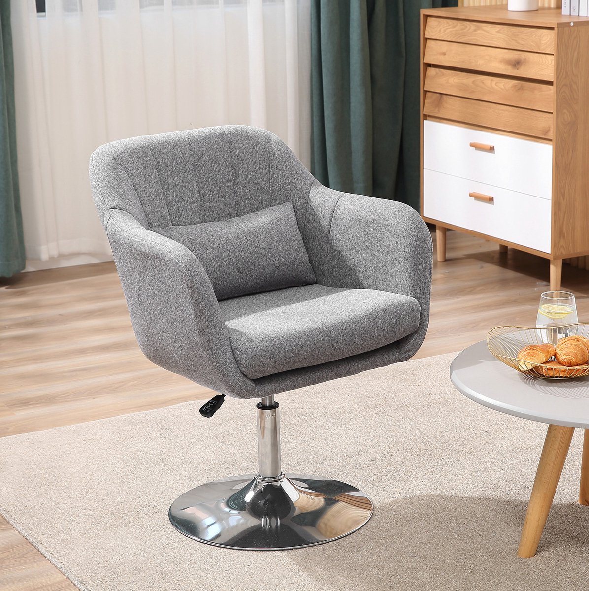 COVREO Bureaustoel 60x60x79-91 cm grijs, verstelbaar en 360 draaibaar