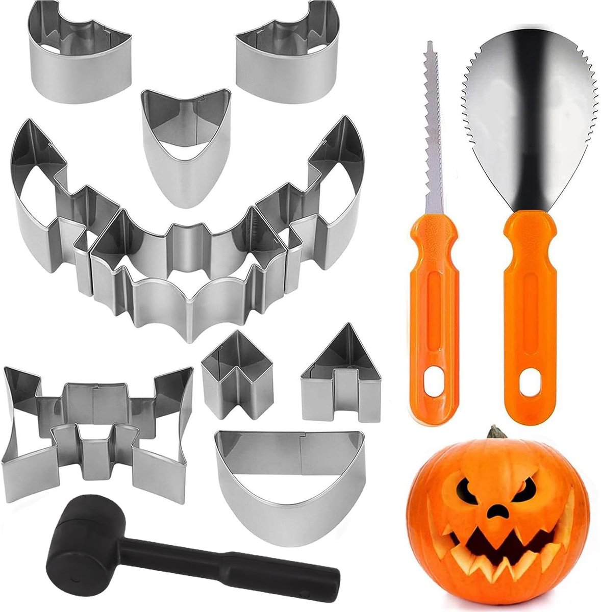 13 pieces Kürbis Schnitzset Schnitzwerkzeug Kürbis Kürbisschnitzwerkzeug Halloween Kürbis Schnitzset Kürbis schnitzen - ShopVlot
