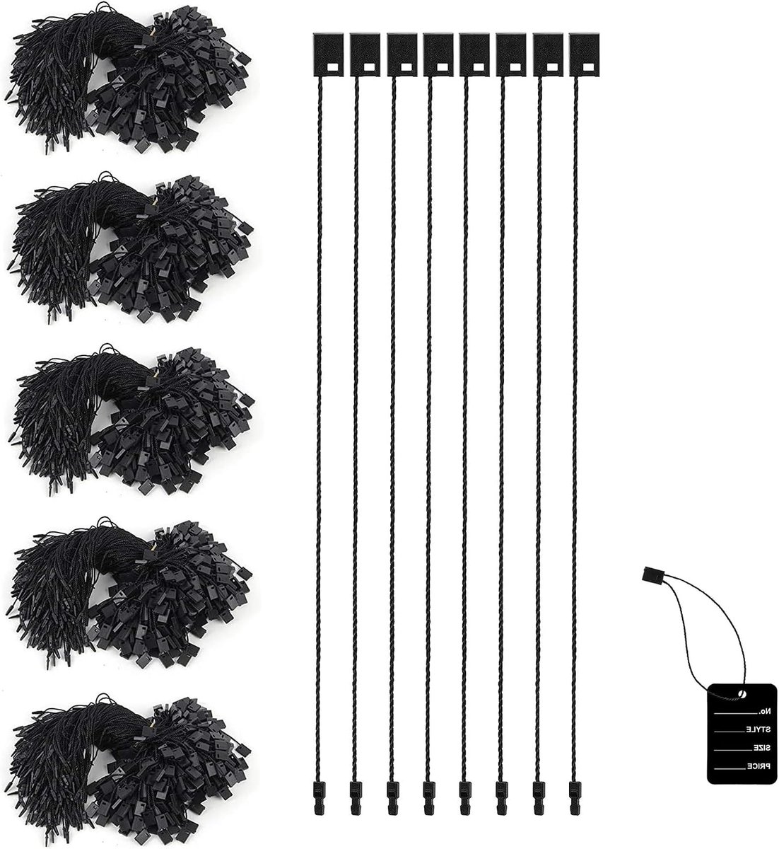SnelShoppen - 1000 stuks Nylon Kledinglabels | Nylon Touwen voor Labels, Hanglabels, Kledinglabels en Nylon Koord (Zwart)