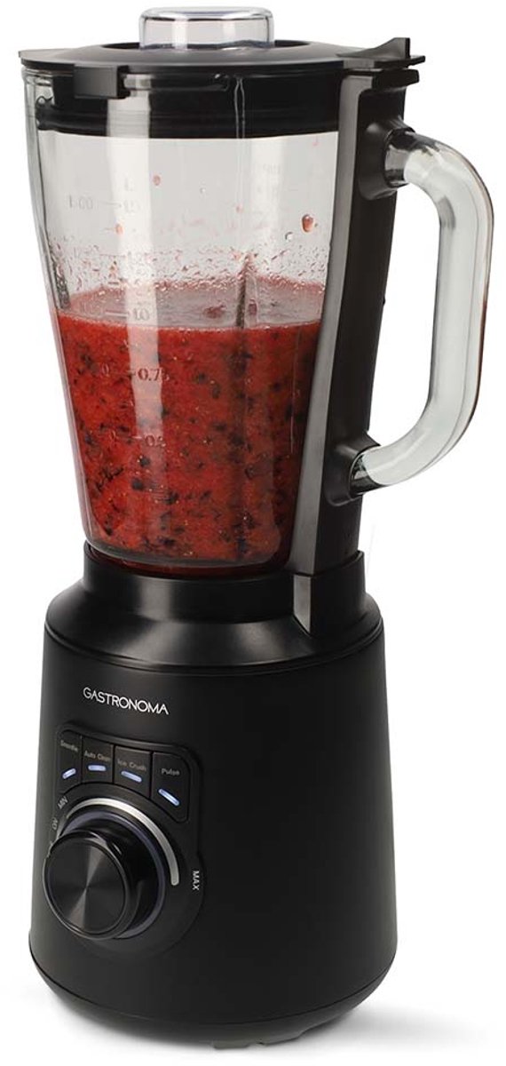 Gastronoma Blender - 1500W - 1,5L glazen kan - Variabele snelheid - Pulsfunctie - Smoothie-, ijscrush- en zelfreinigingsfunctie - Zwart van Gastronoma — afbeelding 2