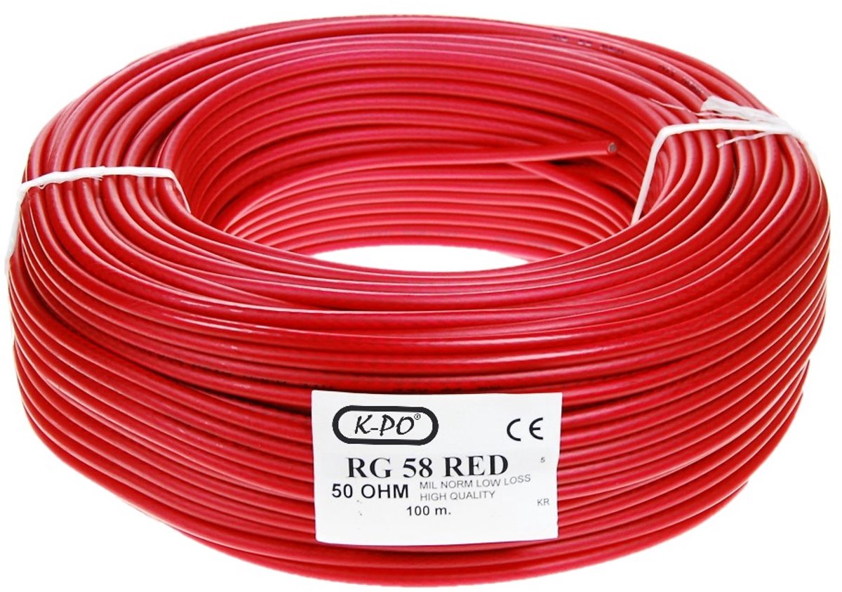 K-PO RG 58 RED / MIL-TYPE (100 METER ROLL) (CPR / FCA CLASS)
