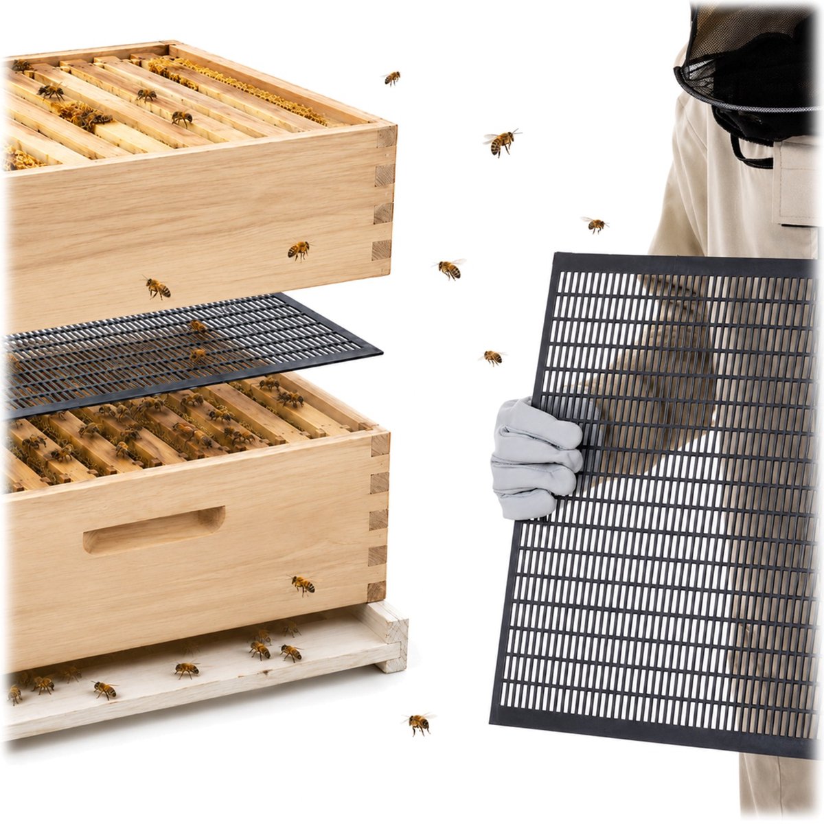 KADAX afschermrooster voor bijenkast, 420 × 420 mm, 1 stuk, kunststof rooster voor het scheiden van het broed- en honinggedeelte, accessoires voor de bijenteelt, imkerbenodigdheden