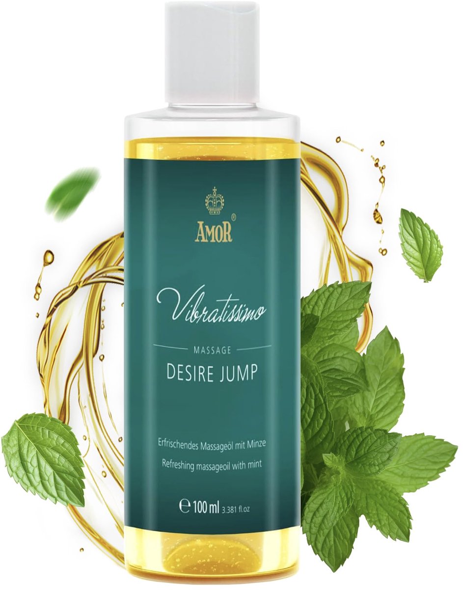 Vibratissimo 'Desire Jump': verfrissende massageolie met mint, erotische liefdesolie, 100 ml