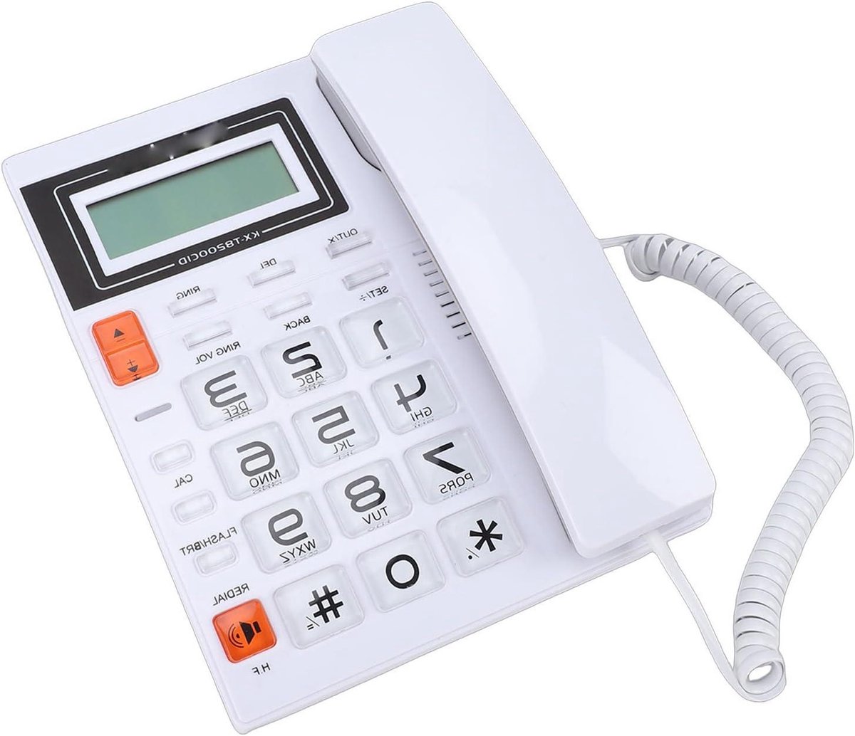 Vaste Telefoon - Huistelefoon Analoog - Eenvoudig Bellen - Grote Knoppen Display - 21 x 20 x 7 cm - Wit