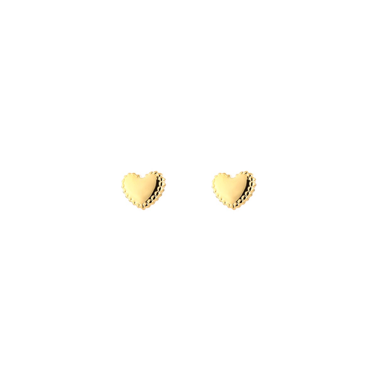 Textured Beaded Edge Heart Studs – Luxe Oorstekers met Geciseleerd Hartje – RVS - Goud