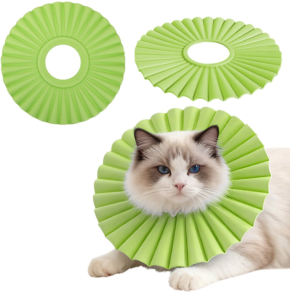 MAGICSHE Zachte Eva Elizabeth Kraag Voor Katten & Honden - Lichtgewicht Anti-Lek Kraag - Verstelbaar & Op Maat Te Knippen – Waterbestendig & Diervriendelijk Groen M