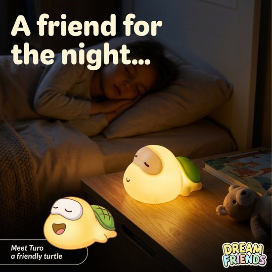 Brendz Oplaadbaar Nachtlampje Kinderen, USB-C, Dimbaar, Warm wit licht, 15 Min timer, 3000K, 80 uur runtime, Dimbaar, Bedlampje, Oplaadbaar Nachtlampje, Turo van Brendz — afbeelding 2