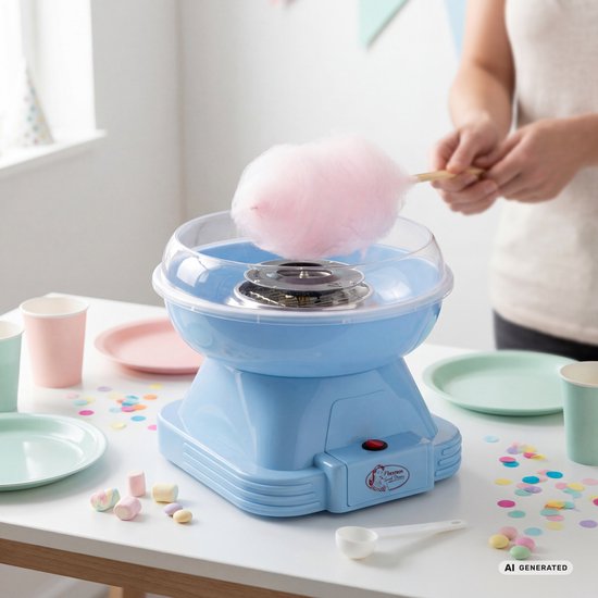 Bestron Suikerspinmachine - Sweet Dreams Collectie - met 10 stokjes & maatlepel - Blauw — afbeelding 2