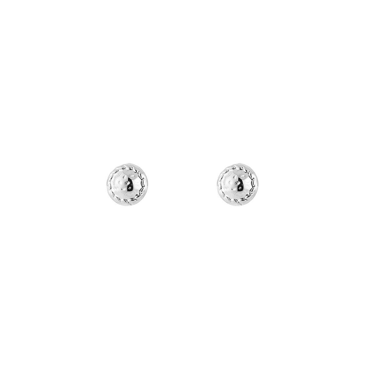 Textured Disc Hammered Studs – Luxe Oorstekers met Geciseleerd Rondje – RVS - Zilver
