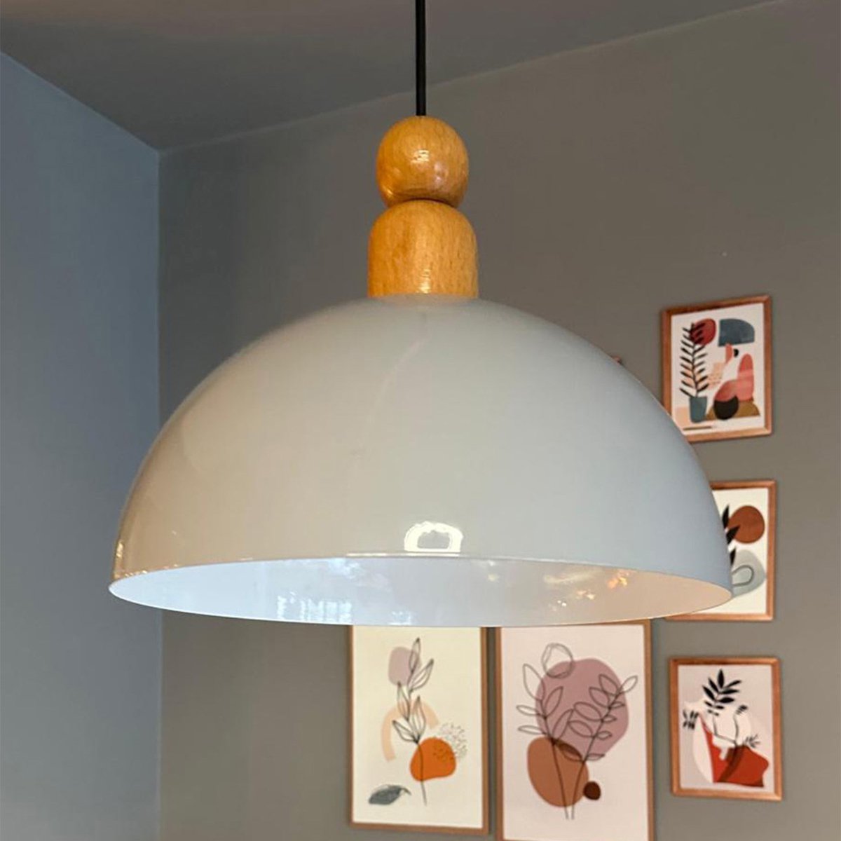 Bamyum Yimpi hanglamp, industriële Modern stijl, Ø30 cm, grijs metalen lamp