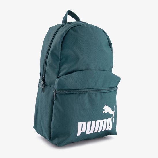Groene rugzak met wit Puma-logo op de voorkant.
