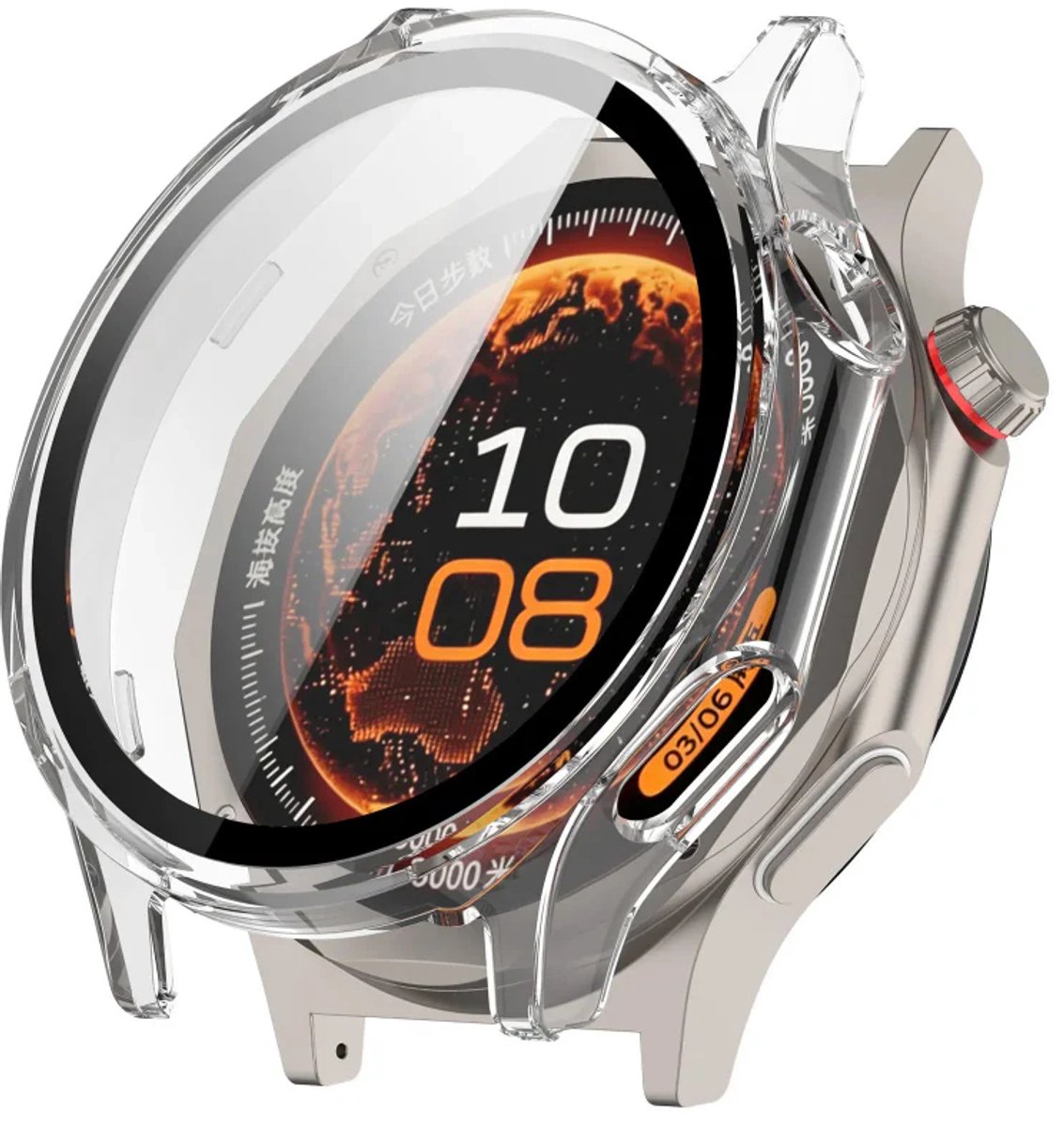 Strap-it hard case hoesje met glasplaat geschikt voor OnePlus Watch 4 47mm (transparant) – stevige beschermcase met geïntegreerde screen protector – optimale kras- en stootbescherming voor je smartwatch