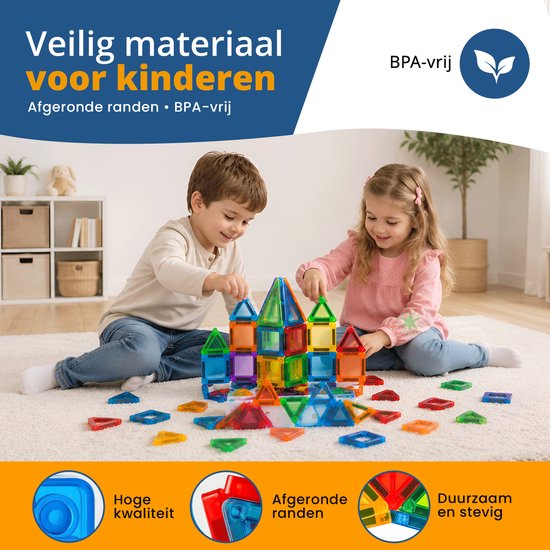 GOUDHARD® Magna Tiles Travel Set - Magnetic Tiles Travel – Magnetisch Speelgoed – 160 Stuks – Educatief Speelgoed – Inclusief handleiding – Magnetische Tegels – Bouwstenen - Magnetische - Inclusief 4 Opbergdoosjes - Mini Magnetic Tiles