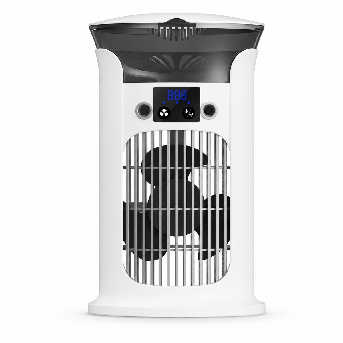 Mini Mobiele Aircooler 4 in 1 - Draagbare Luchtkoeler met 3 Snelheden - Luchtbevochtiger & Nachtlampje - Voor Kantoor, Slaapkamer en Camping - 880ml Watertank-Wit