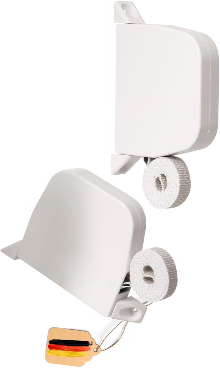 SnelShoppen - Rolluiken Riemwikkelaar Opbouw - 2x Wit Mini Rolluik Opwikkelaar 155 mm Gatafstand met 5 m Riem 14 mm - Inclusief Rolluikriem voor Thuis