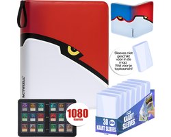 Actueell® A4 Verzamelmap 1080 Kaarten – Binder map voor kaarten - 9 Pocket - Card Binder met Ritssluiting - 60 Pagina's – Inclusief 30 Toploaders niet mapgeschikt – Premium Leer