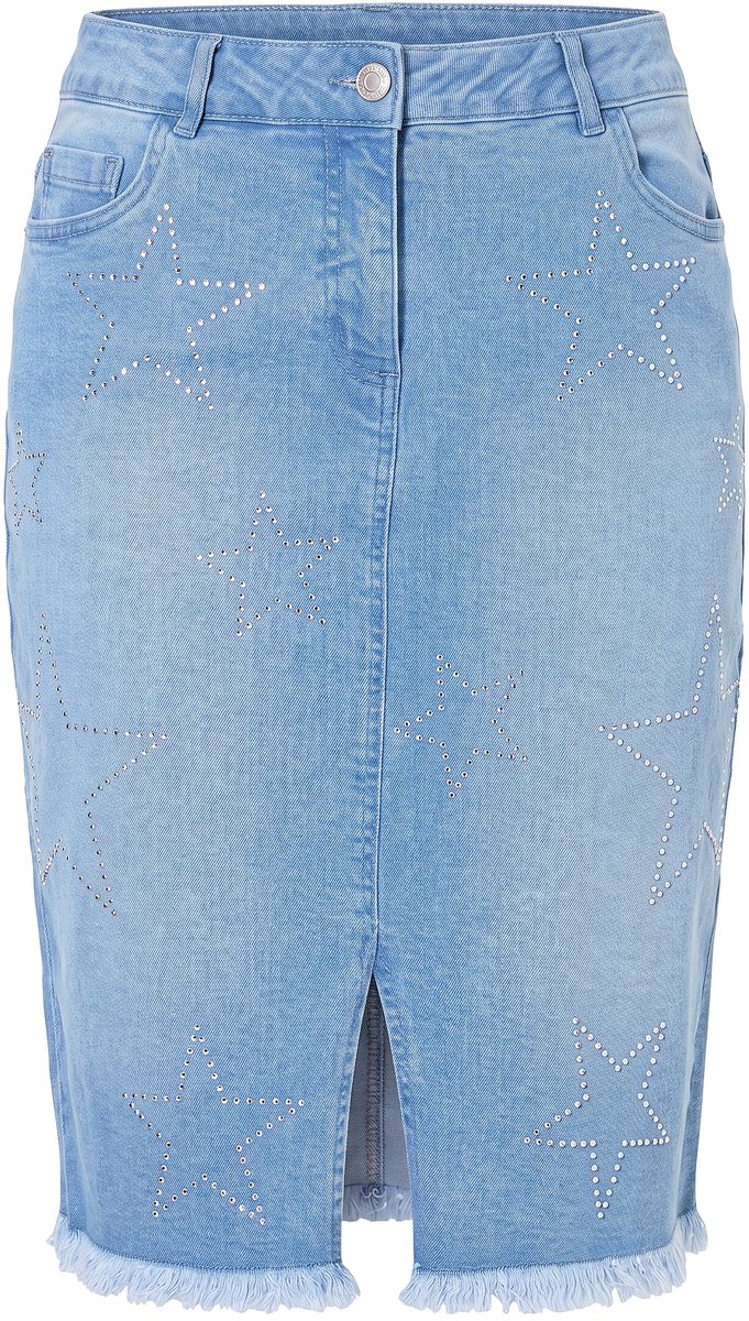 Angel of Style - Dames - Jeansrok potloodsilhouet glittersteentjes 5-pocket - Blue stone - Maat 44