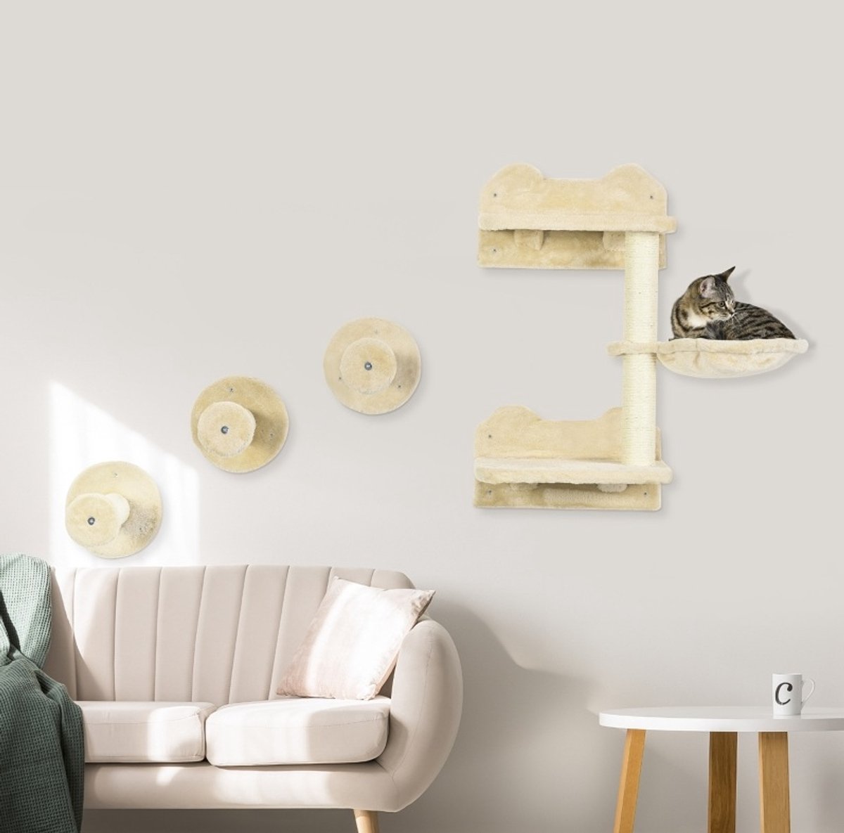 COVREO Krabmeubel 40 x 28 x 73 cm beige, pluche met hangmat