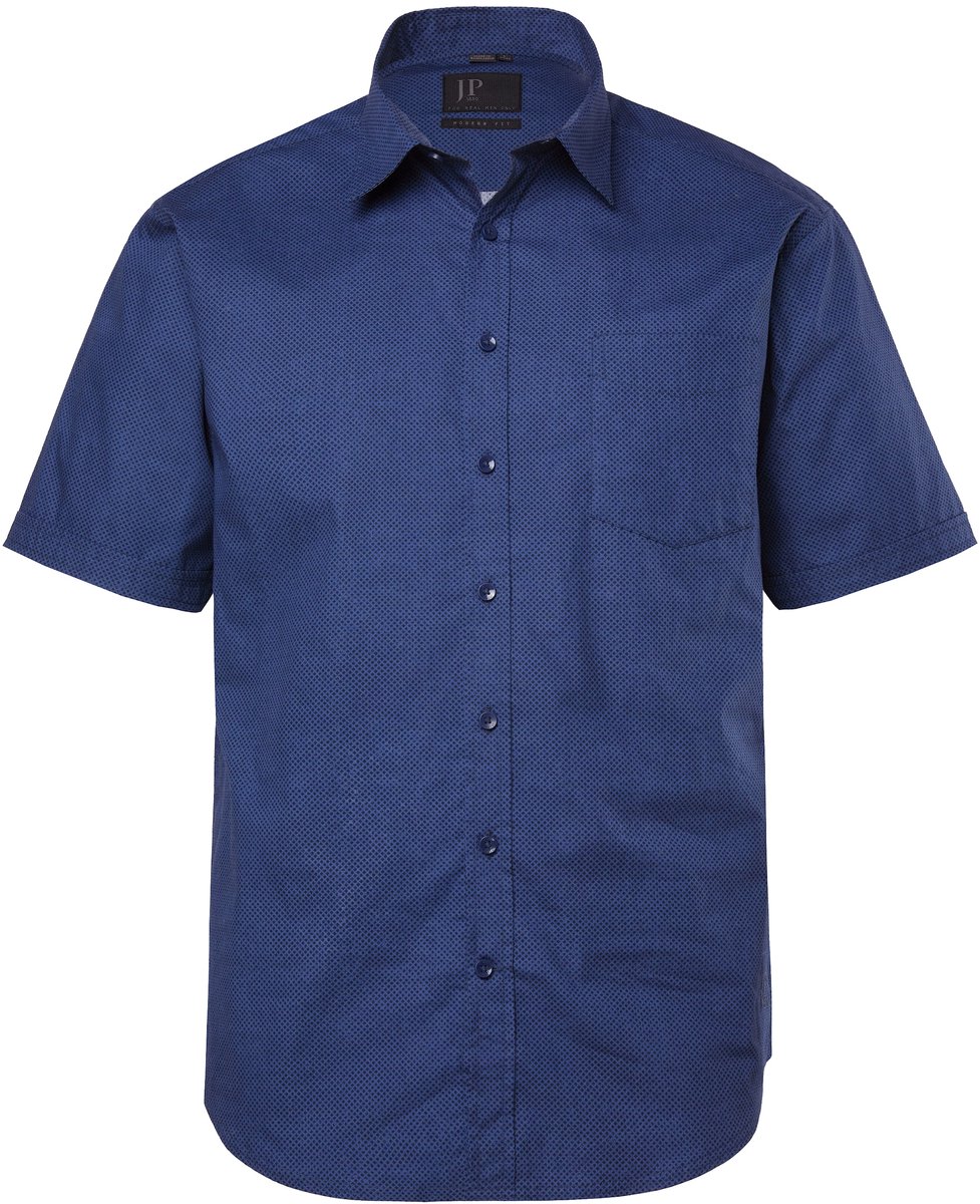 JP 1880 - Heren - Overhemd korte mouwen kentkraag modern fit tot 8XL - Navy blauw - Maat L