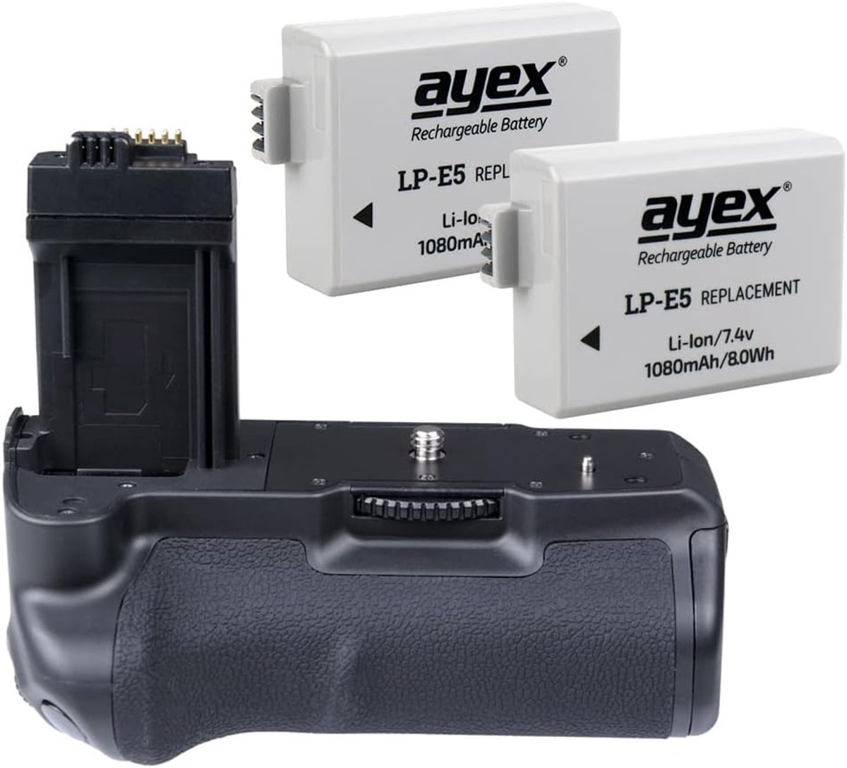 SnelShoppen - Battery handgreep voor Canon EOS 1000D 500D 450D met 2 x LP-E5 accu's - Ergonomisch, comfortabel, ideaal voor portretfotografie