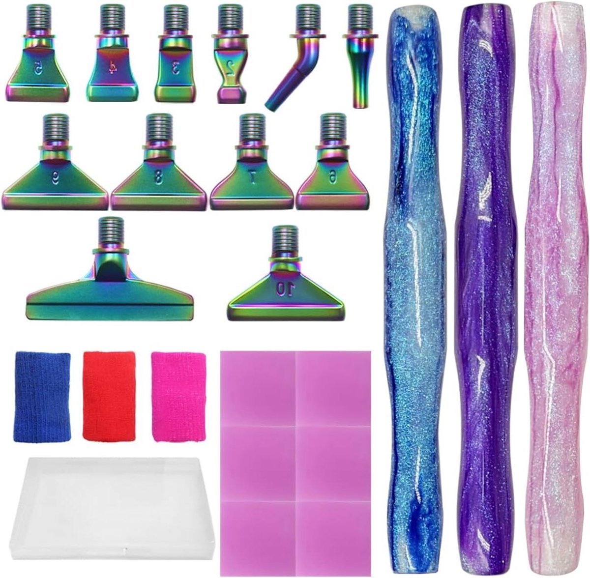 Diamantschilder Pennen - Knutselgereedschap Set - Diamanten Aanbrengen - Meerdere Boor Opties - 24 Stuks - Veelkleurig