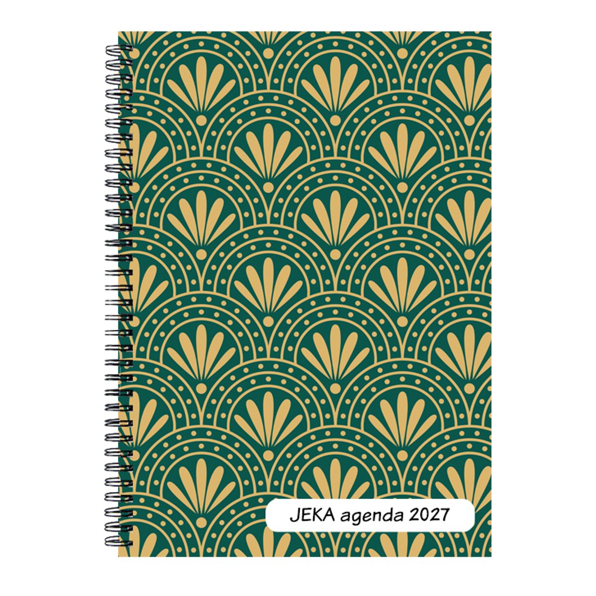 Castelli - Jeka agenda H77 2027 - formaat A5 - ringband - 1 week over 2 pagina's - met wire-o-binding - Made in Italy - flexibele omslag - dessin Art Deco