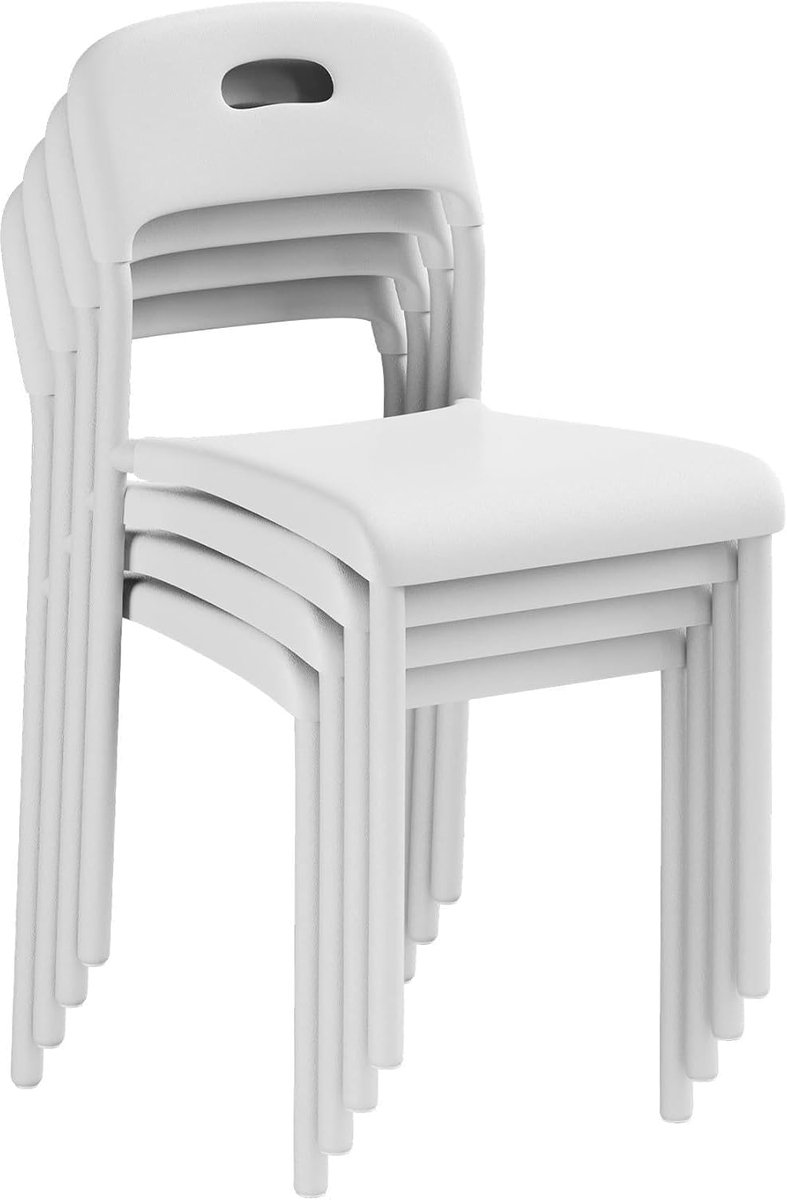 Stapelbare eetkamerstoelen, moderne kunststof eetkamerstoelset – metalen poten – waterbestendig en vlekvast – eenvoudige montage – geschikt voor binnen en buiten – set van 4 stuks