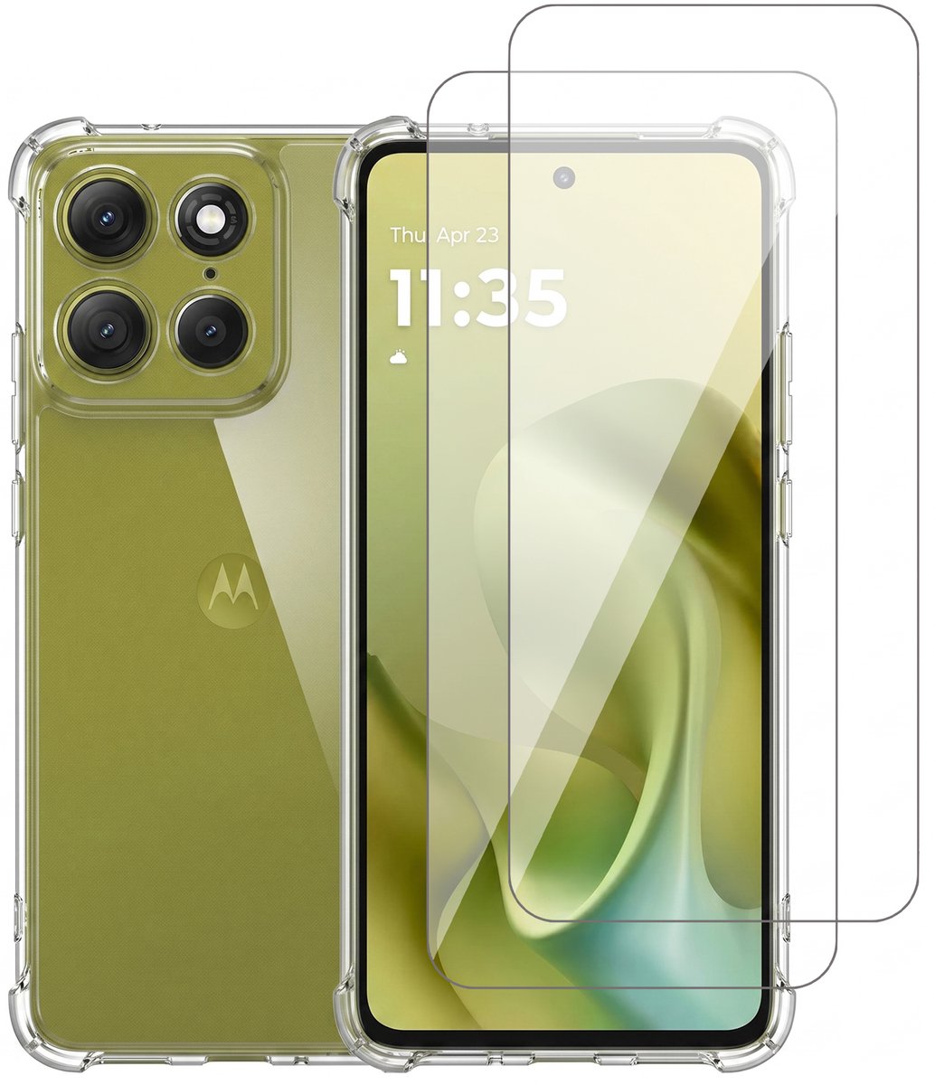 Hoesje geschikt voor Motorola Moto G86 / G86 Power – CrystalClear Back Cover – Schokbestendig – 2 Stuks Screenprotector Glas