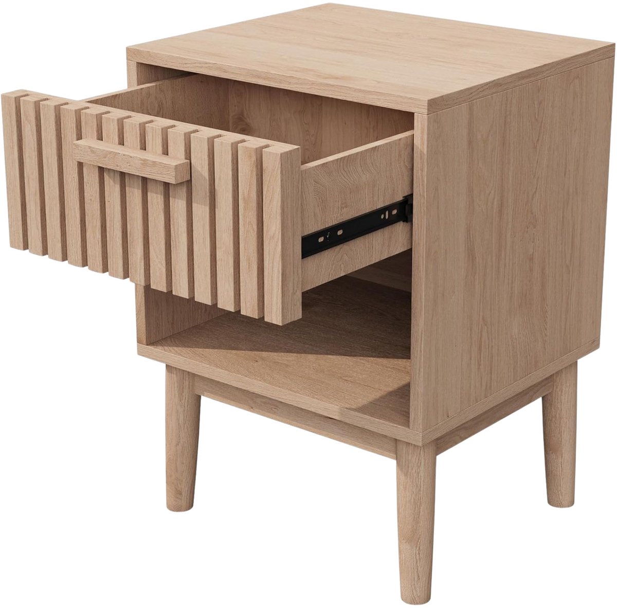 Salontafel Set 100 X 50 X 43 Cm Houtkleur - met Lades, Open Planken - voor Woonkamer