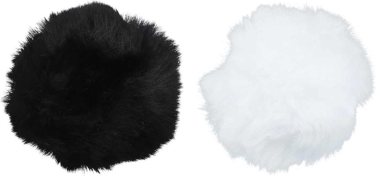 2 Stuks Pluche Konijnenstaart voor Cosplay en Halloween Feest - Zwart en Wit Kostuum Accessoire, Perfect voor Verkleedpartijen en Theatrale Optredens