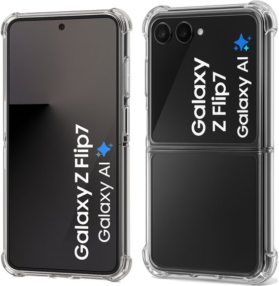 Coque de téléphone transparente pour le Samsung Galaxy Z Flip 7, avec des coins renforcés et un design épuré.