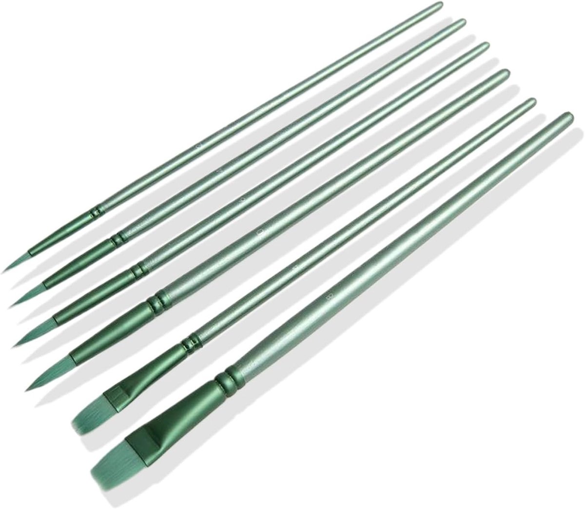 Lichtgewicht penseelset van 6 nylon kwasten voor acryl-, olie- en aquarelverf, ideaal voor kunst en hobbyprojecten