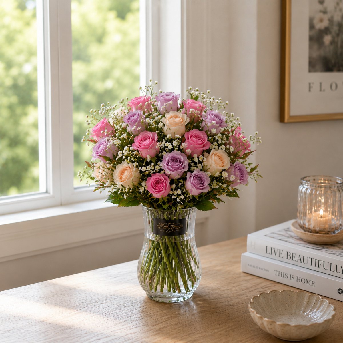 The Bloomistic® – Zijden Boeket– 50x rozen – 55 cm hoog – Kunstbloemen – Valentijnsdag– nepbloemen – rozen – roos – decoratie – decoratie woonkamer