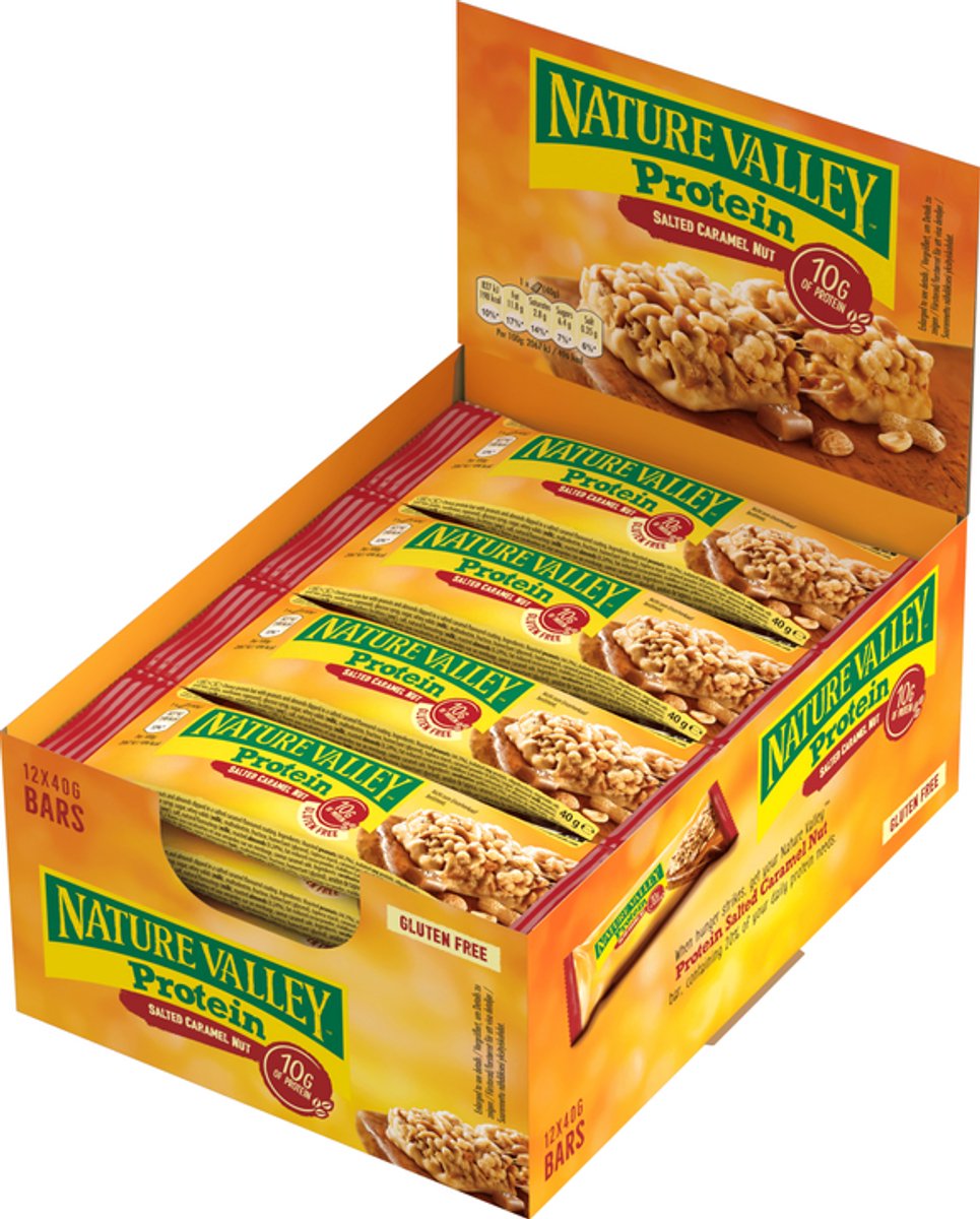 Nature Valley Protein Gezouten Karamel & Noten – 12x 40 g