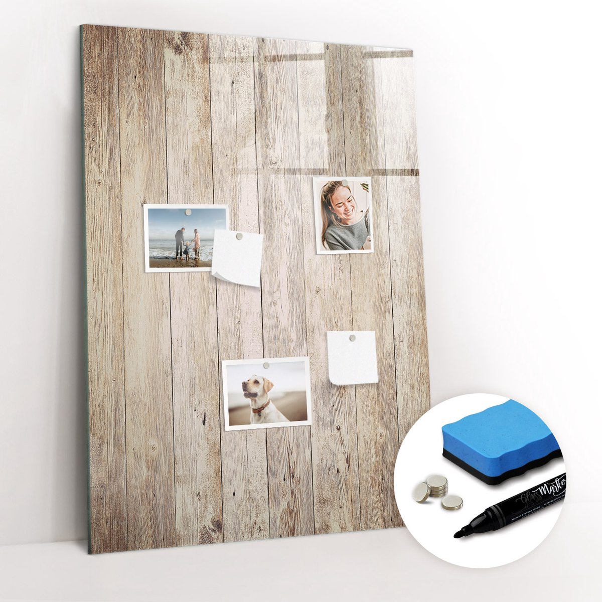 Tulup Whitebord - Houten planken - 70 x 100 cm - Bruin Magnetisch Bord - Gratis 5 Sterke Magneten + Whiteboard Marker & Wisser - Scandinavisch Design Bord - Memo Bord - Planning Muur
