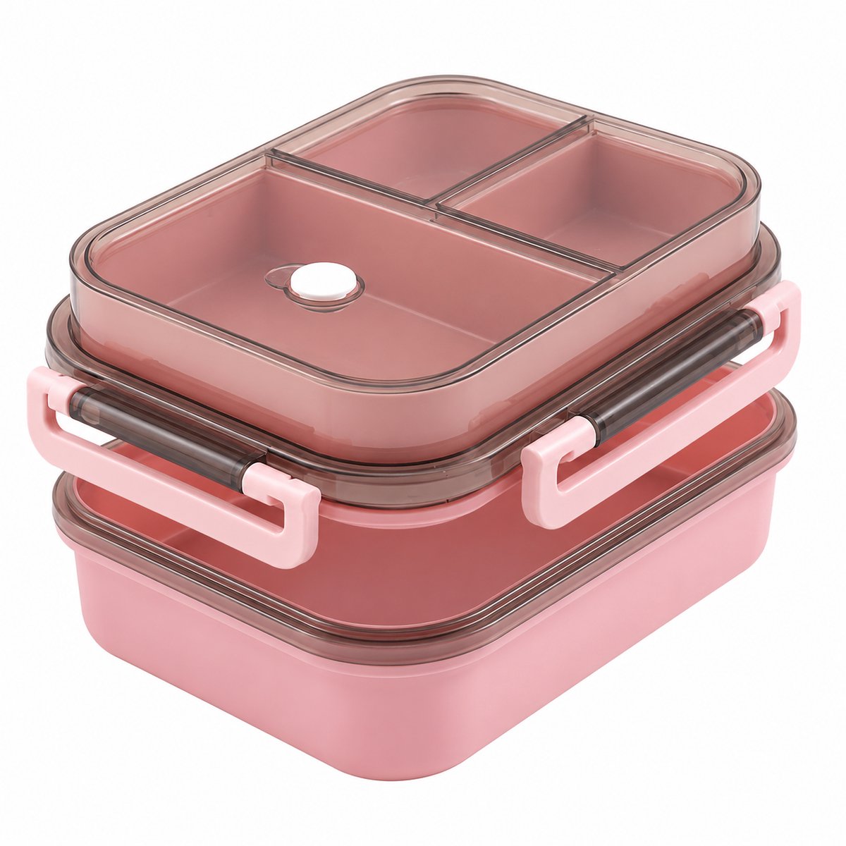 Bento Lunchbox - Lekvrije Broodtrommel met 2 Lagen - Inclusief Bestek voor School, Werk en Picknick - 1250 ml-Roze