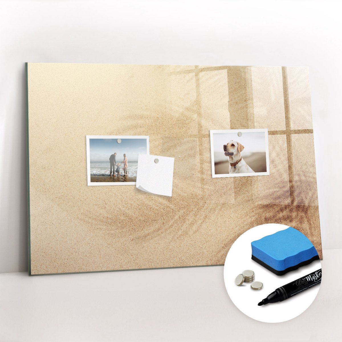 Tulup Whitebord - Abstracte pastelkleurige bladeren - 60 x 40 cm - Geel Foto Magneetbord - Gratis 5 Sterke Magneten + Whiteboard Marker & Wisser - Moderne Wanddecoratie - Foto Magneetbord - Planning Muur