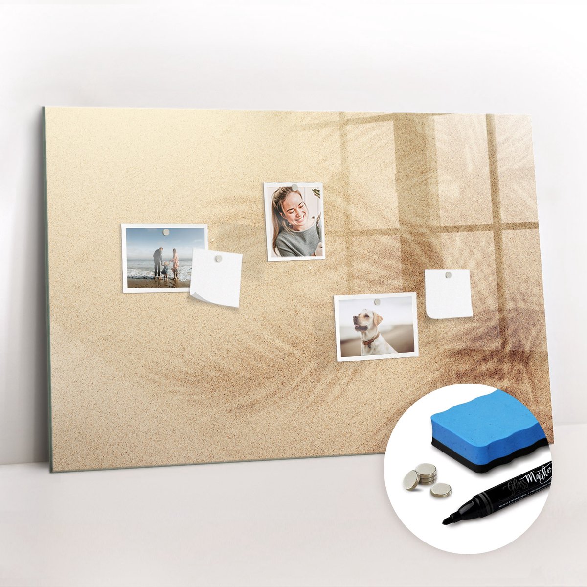 Tulup Whitebord - Abstracte pastelkleurige bladeren - 90 x 60 cm - Geel Magnetisch Bord Kind - Gratis 5 Sterke Magneten + Whiteboard Marker & Wisser - Scandinavisch Design Bord - Memo Bord - Planning Muur
