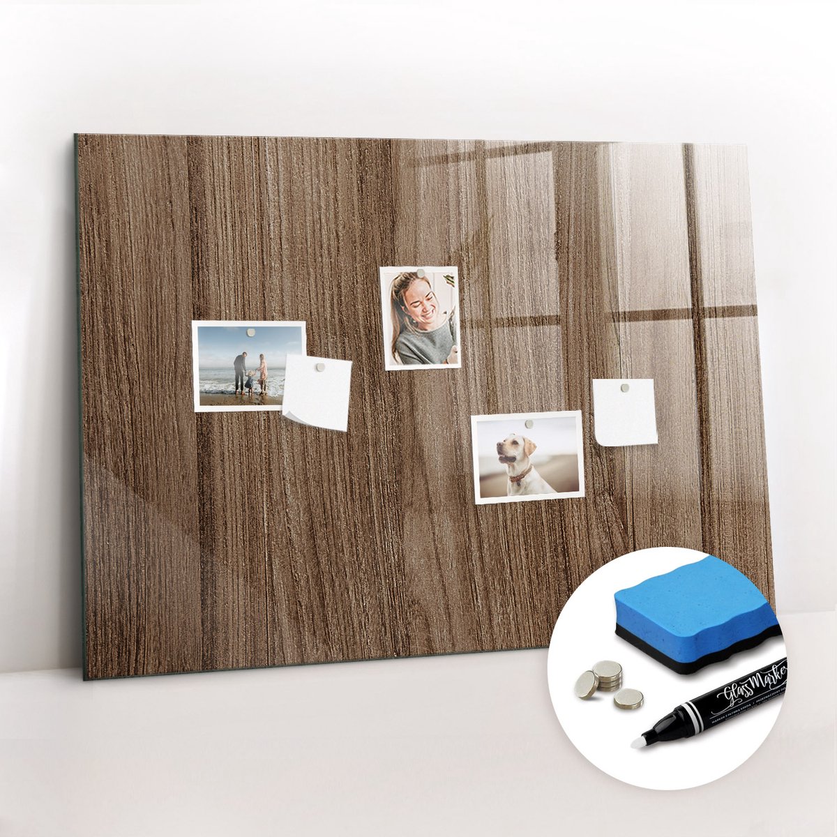 Tulup Whitebord - Donker hout - 100 x 70 cm - Bruin Magnetisch Wandbord - Gratis 5 Sterke Magneten + Whiteboard Marker & Wisser - Stylish Memo Board - Memo Bord - Organiseer Je Bureau