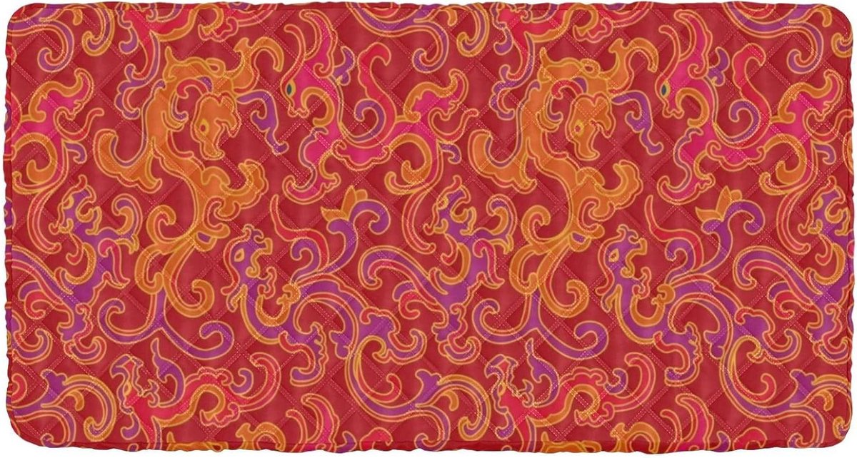 Peuter Reislaken - Kinderbedlaken Kinderdeken - Veilig Slapen - Antislip Onderlaag - 126 x 63 cm - Rode Boheemse Bloemen