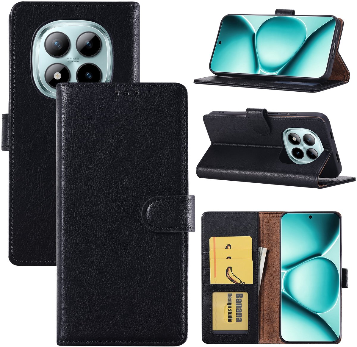 Hoesje geschikt voor Redmi Note 15 Pro Plus 5G Hoesje Zwart Bookcase – Ntech Wallet Case met Pasjeshouder & Magneetsluiting Beschermhoes – Schokbestermende Flip Cover